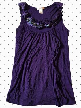 Kenar Y2K Dark Purple beaded flowy tunic top